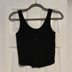 Francesca’s Black Buttoned Cropped Tank Top